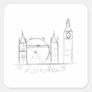 London Quadratischer Aufkleber