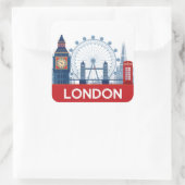 London Quadratischer Aufkleber (Tasche)