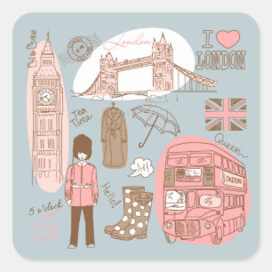 London Quadratischer Aufkleber
