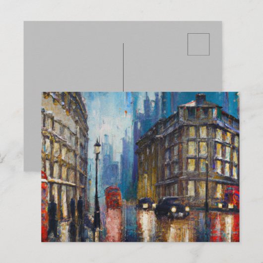 London Rain Postkarte (Vorne/Hinten)