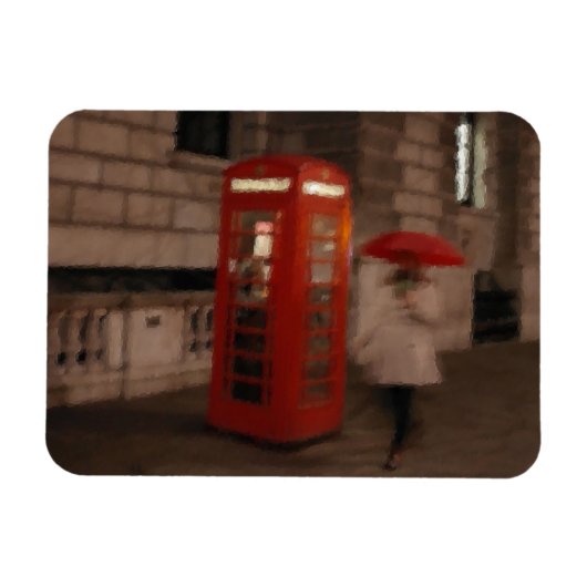 London - Rainy Day Phone Box - Schirm Magnet (Horizontal)