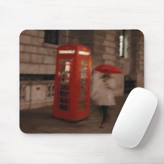 London Rainy Day Phone Box / Umbrella Mousepad (Mit Mouse)