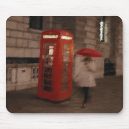 London Rainy Day Phone Box / Umbrella Mousepad (Vorne)