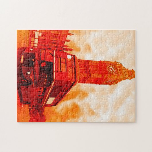 London Red Bus & Big Ben Art Travel Puzzle (Horizontal)