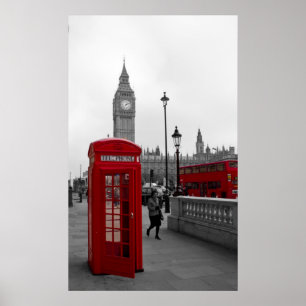 London Red Bus Big Ben Telefonbox Poster