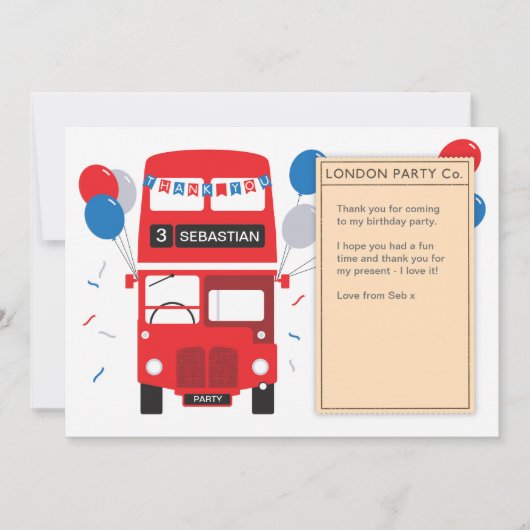 London Red Bus Geburtstag Danke Karte (Vorderseite)