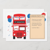London Red Bus Geburtstag Danke Karte (Vorne/Hinten)