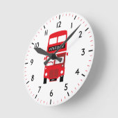 London Red Bus Personalised Numbered Clock Runde Wanduhr (Winkel)