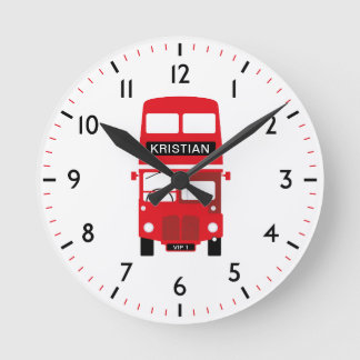London Red Bus Personalised Numbered Clock Runde Wanduhr