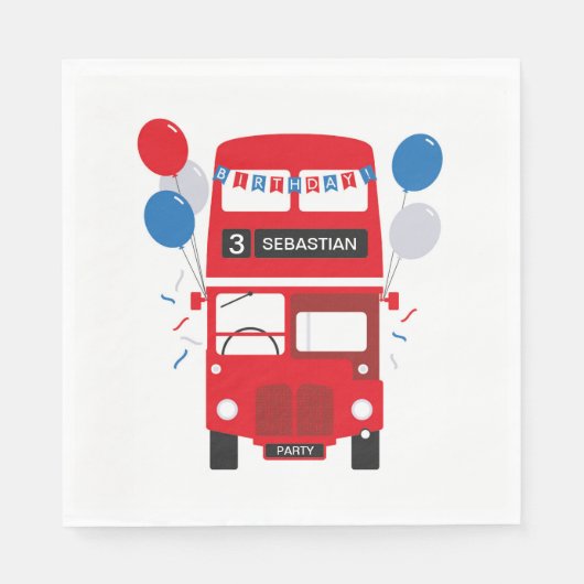 London Red Bus Personalisiert Birthday Paper Napki Serviette (Vorderseite)