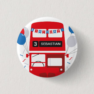 London Red Bus Personalisiert Geburtstag Abzeichen Button
