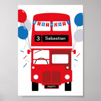 London Red Bus Personalisiert Party Poster
