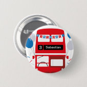 London Red Bus Personalisiert Party Poster Button (Vorne & Hinten)