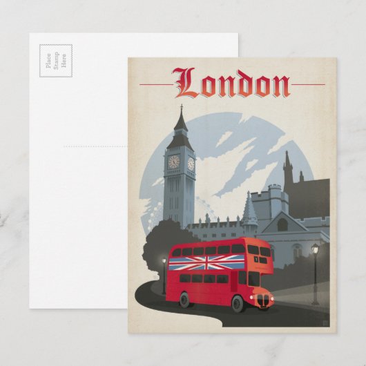 London - Red Bus Postkarte (Vorne/Hinten)