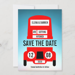 London Red Bus Wedding Save The Date