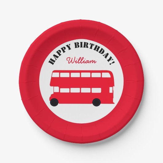 London Red Double Decker Bus, Britische Kinder (Pa Pappteller (Vorderseite)