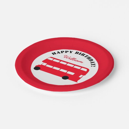 London Red Double Decker Bus, Britische Kinder (Pa Pappteller (Schrägansicht)