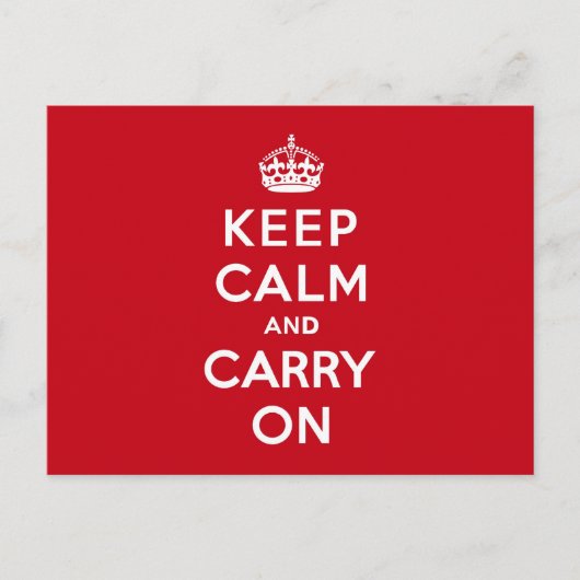 London Red Keep Calm und Carry On Postkarte (Vorderseite)