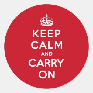London Red Keep Calm und Carry On Runder Aufkleber