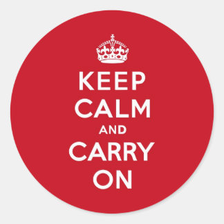 London Red Keep Calm und Carry On Runder Aufkleber