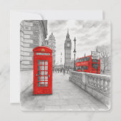 London Red Phone Booth & Bus Watercolor Karte (Vorderseite)