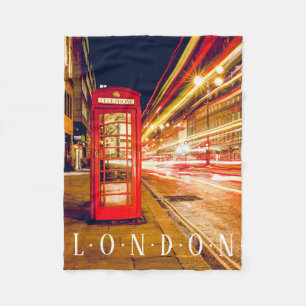 London Red Phone Booth, Car Lights Fleecedecke