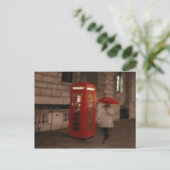 London Red Phone Box / Umbrella Postcard Malerei Postkarte (Stehend Vorderseite)