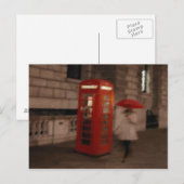 London Red Phone Box / Umbrella Postcard Malerei Postkarte (Vorne/Hinten)