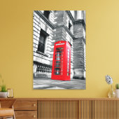 London Red Phone Box Wrapped Canvas Print Leinwanddruck (Insitu (Wohnzimmer))