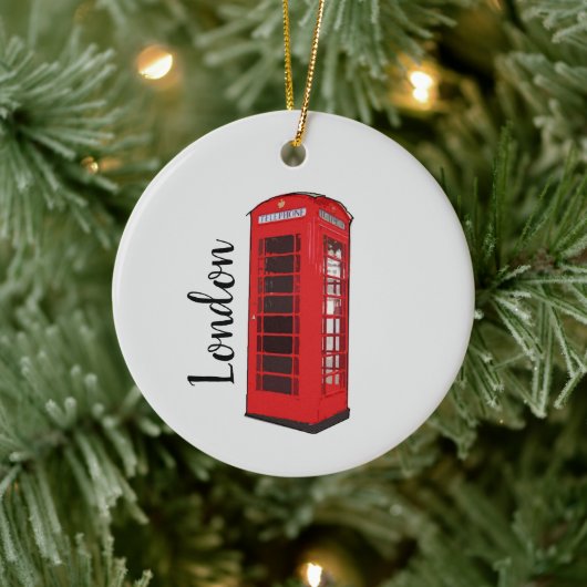 London Red Telefone Booth Illustration Ornament (Baum)