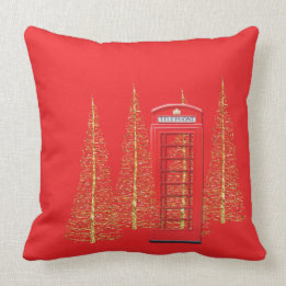 London Red Telefone Box Gold Tree Throw Kissen