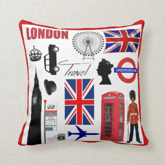 London-Reise-Collagen-moderner Gewerkschafts-Jack Kissen