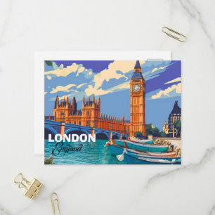 London Reise Kunst Postkarte, London Reise Kunst,  Einladungspostkarte