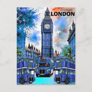 London Reise Kunst Postkarte, London Reise Kunst, Postkarte
