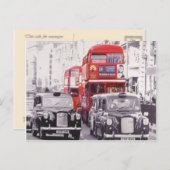 London, rote Busse und schwarze Kabinen Postkarte (Vorne/Hinten)
