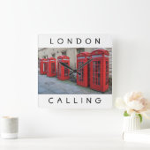 London Rote Telefonboxen Quadratwanduhr Quadratische Wanduhr (Zuhause)