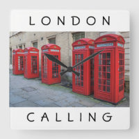 London Rote Telefonboxen Quadratwanduhr