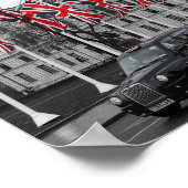 London Scene UK Grey & Red Poster (Ecke)