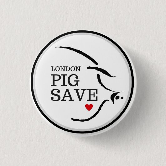 LONDON-SCHWEIN RETTEN LOGO-KNOPF BUTTON (Vorderseite)