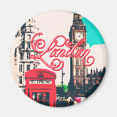 London Sehenswürdigkeit Vintag Foto Magnet (Vorne)