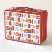 London Sehenswürdigkeiten Icon Collage Metall Brotdose (Rückseite)