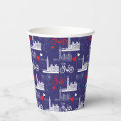 London Sehenswürdigkeiten Pattern Pappbecher (Rückseite)