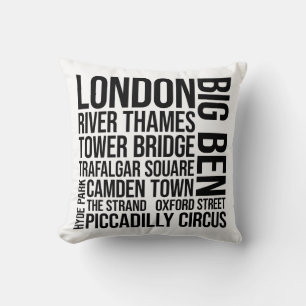 London Sehenswürdigkeiten Typografie - England Wor Kissen