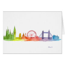 London Skyline abstrakte Kunst Aquarell farbig