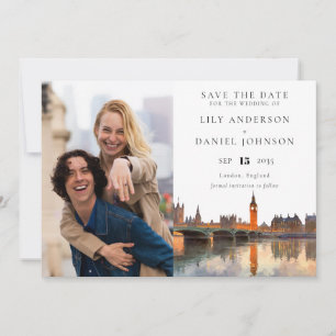 London Skyline Aquarell Foto Hochzeit Save The Date