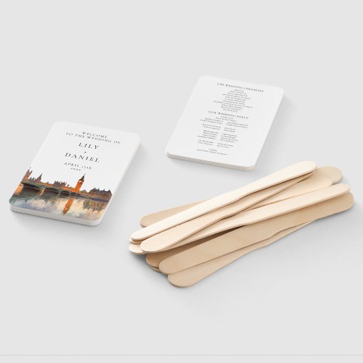 London Skyline Aquarell Hochzeitsprogramm Fächer (Non-assembled)