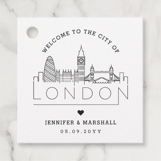 London Skyline | Begrüßung Geschenkanhänger (Vorderseite)
