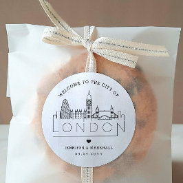 London Skyline | Begrüßungsnachricht Runder Aufkleber
