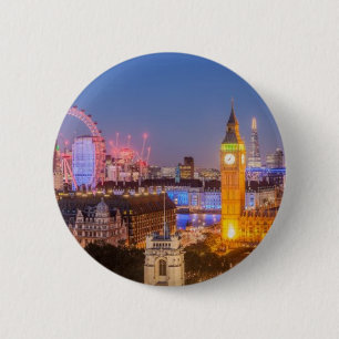London Skyline Big Ben Landschaftspostkarte Button