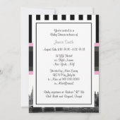 London Skyline BW Blk Wht Strp Pink Baby Shower Einladung (Rückseite)